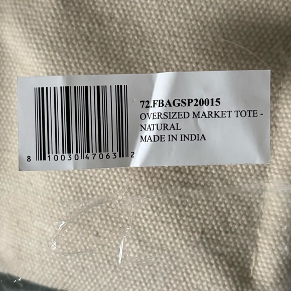 NWT NIP FEED XL Market Tote Canvas w/ leather handles Natural color - Picture 3 of 8